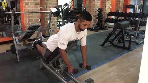 Crucifixo inverso com halteres no banco 45°