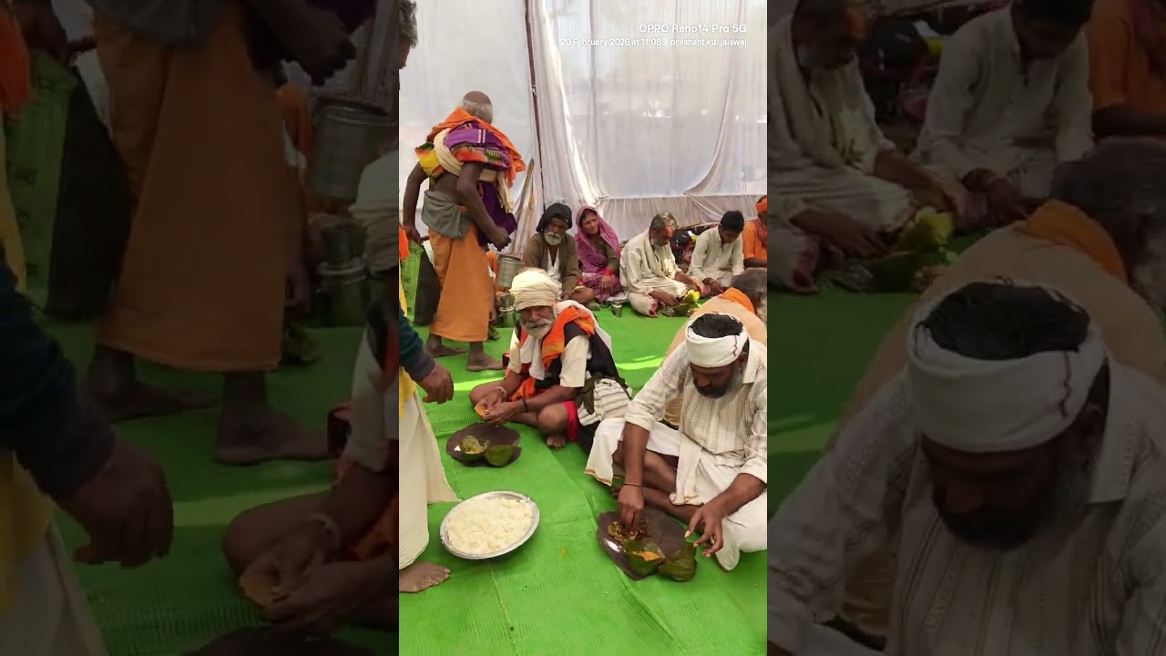 मांनर्मदा सेवा परिक्रमा 2025/26 ग्राम गरारू तीर्थ नरसिंहपुर मध्य प्रदेश दोपहर पड़ाव एवं भोजन प्रसादी