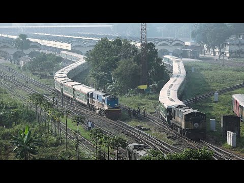 Rangpur Express train leaving Dhaka Railway Station in a winter morning || Bangladesh Railway