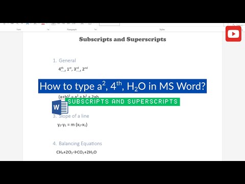 How to type SUBSCRIPTS and SUPERSCRIPTS in MS Word?