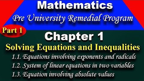 Pre University Remedial Program Mathematics chapter 1 part 1