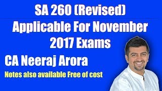 SA 260 Revised | CA IPCC / CA Inter November 2017 Exams