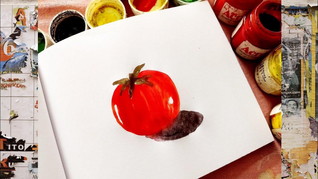 How to draw a Tomato|| poster colour tutorial 