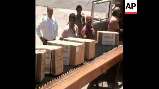 SYND 26 7 74 RED CROSS SUPPLIES LOADED AT TEL AVIV AIRPORT BOUND FOR CYPRUS