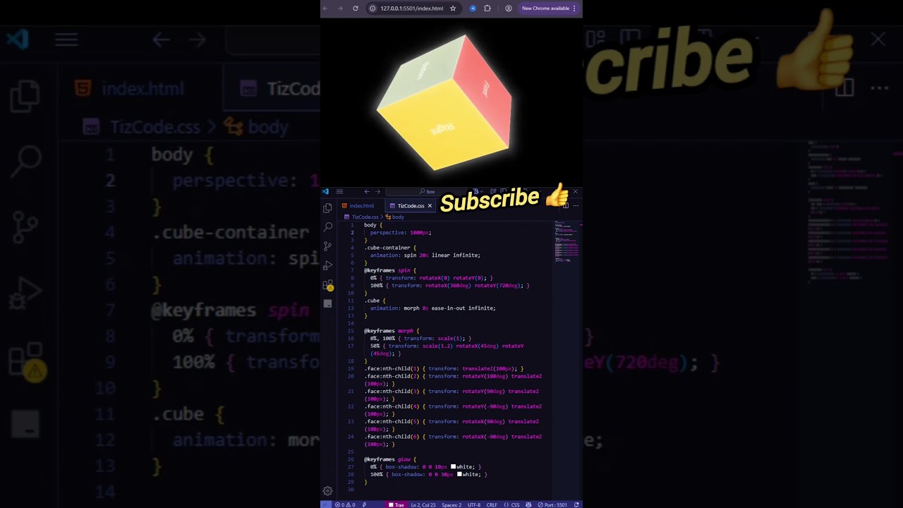 🔥 Morphing 3D Cube with Pure CSS | Creative Web Animation #shorts