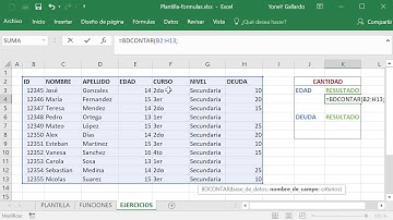 Función BDCONTAR en Excel