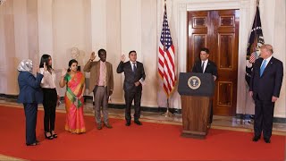 President Trump Participates in a Naturalization Ceremony at the White House