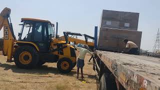 solar panel unloading JCB ๐ฑ๐ง || JCB hydraulic unloading work ๐ช๐ฐ๏ธ