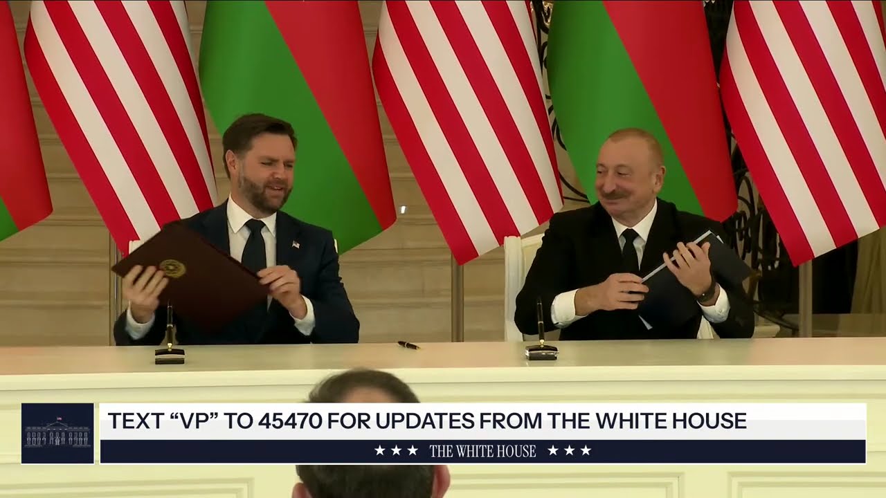 Vice President JD Vance Delivers Remarks with President Ilham Aliyev of Azerbaijan