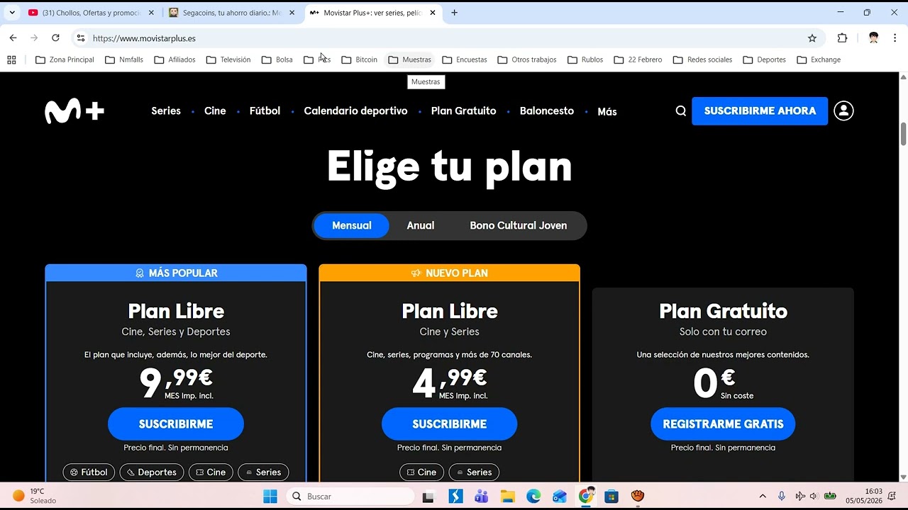 👏 ¡Solo 4,99€! Nuevo plan Movistar+ Plan Libre Cine y Series Mayo 2026 | Opiniones clientes 👏