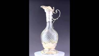 Antique 1892 Highly Decorative Dutch Silver & Crystal Ewer  53345 Decanter