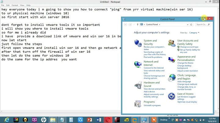 Connect (ping) betwen Vmware (virtual host)And Physical host Windows 7/8/8.1/10