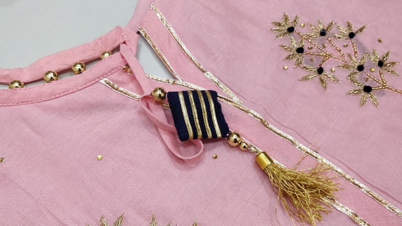 Very creative beaded design /latest round neck design for kurti YouTube