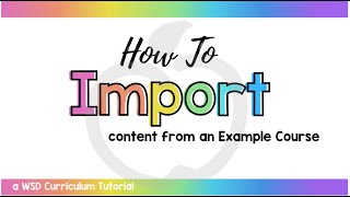#BUZZ Session: Importing  From an Example Course