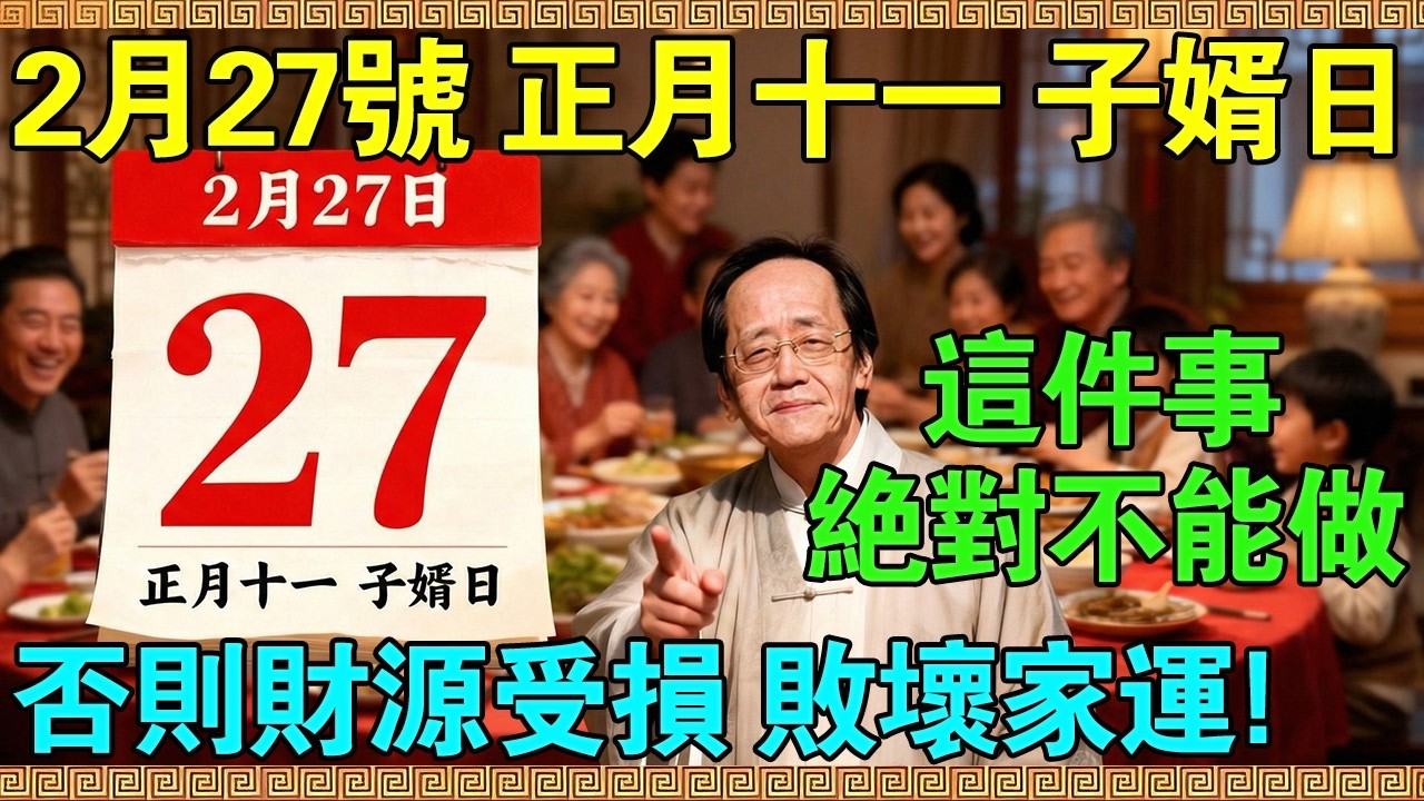 明天正月十一「子婿日」，倪海廈：老婆是你命中的財星，這天回娘家擺臭臉耍脾氣，等於端了財神爺的老窩！#倪海廈 #倪師 #正月十一 #子婿日 #風水局 #招財風水 #易經智慧 #中醫養生