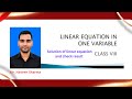 Linear equation in one variable (class 8), how to solve linear equation and check result.