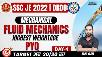 SSC JE/DRDO CEPTAM 10 2022 | Mechanical Engg. | Fluid Mechanics | Previous Year Questions
