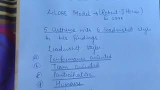 GLOBE MODEL (MBA 2nd Semester) by Ms. Taniya Qazi