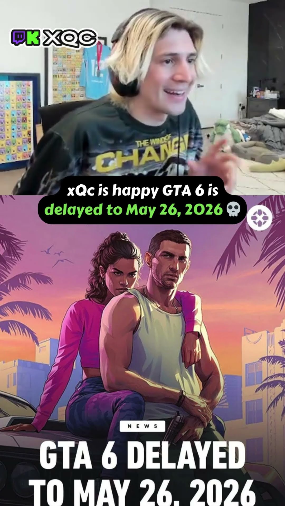 XQc Reacts To GTA 6 DELAYED To May 2026 Xqc Gta6 Funny YouTube Oar2 