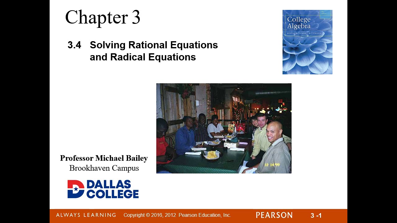 MATH 1314 - 3 4 Rational & Radical Equations - YouTube