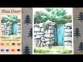 Blue Door - Landscape Watercolor (sketch & color mixing process) NAMIL ART