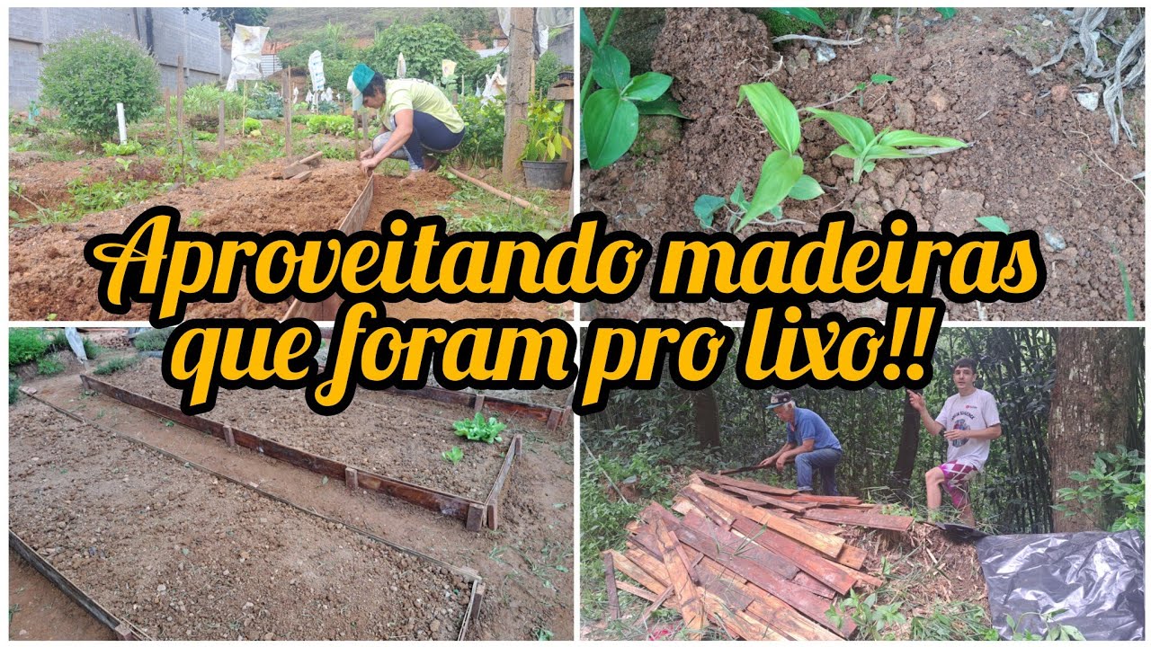 MUITA MADEIRA JOGADA NO LIXO/APROVEITAMOS PARA CERCAR MAIS UM POUCO DA HORTA