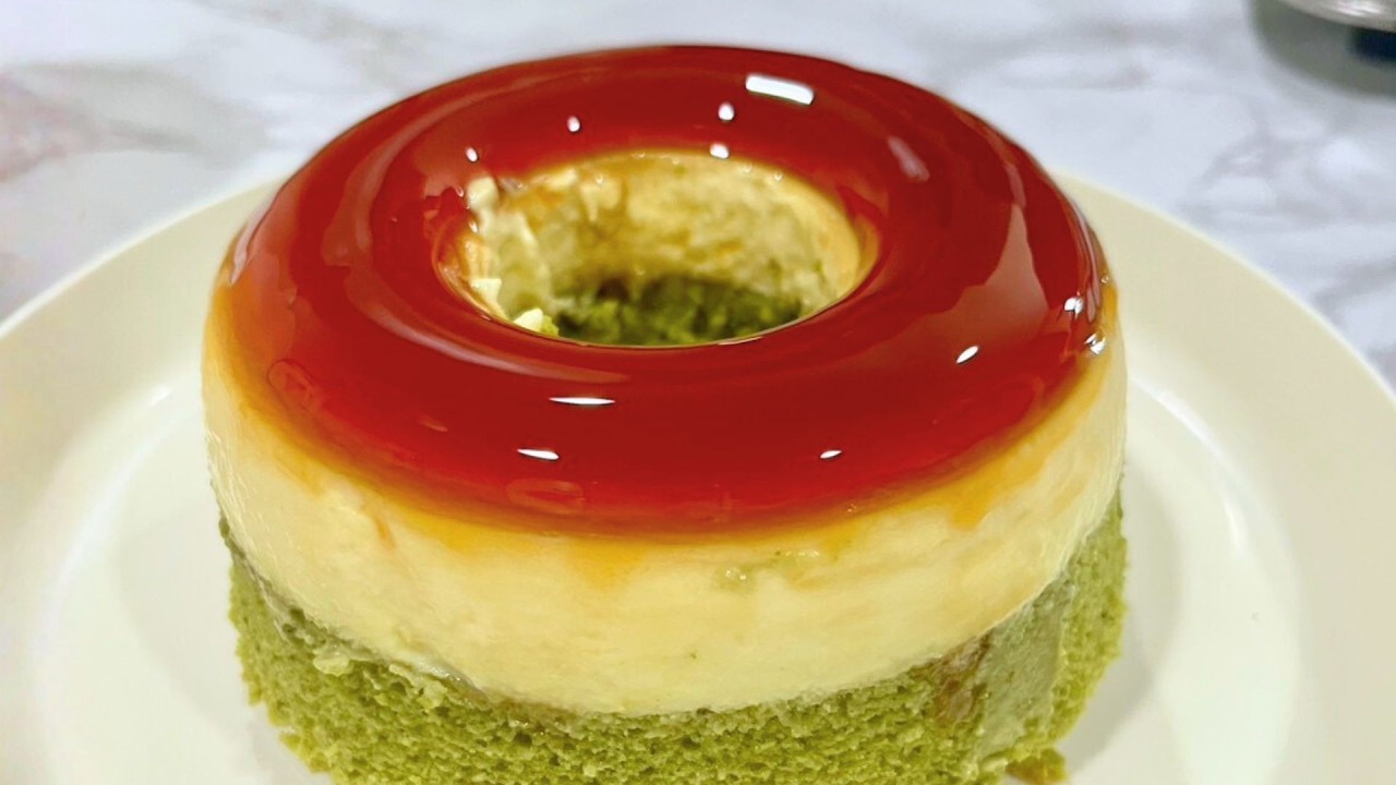 แจกสูตร เค้กมัทฉะคัสตาร์ดคาราเมลเจลลี่ คัสตาร์ดเนื้อเนียนละมุน อร่อย ทำง่ายมาก