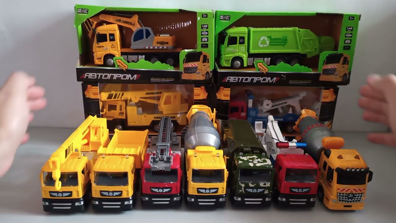 Машинки спецтехники. Кран, Эвакуатор Цементовоз Грузовик Военная машина ...