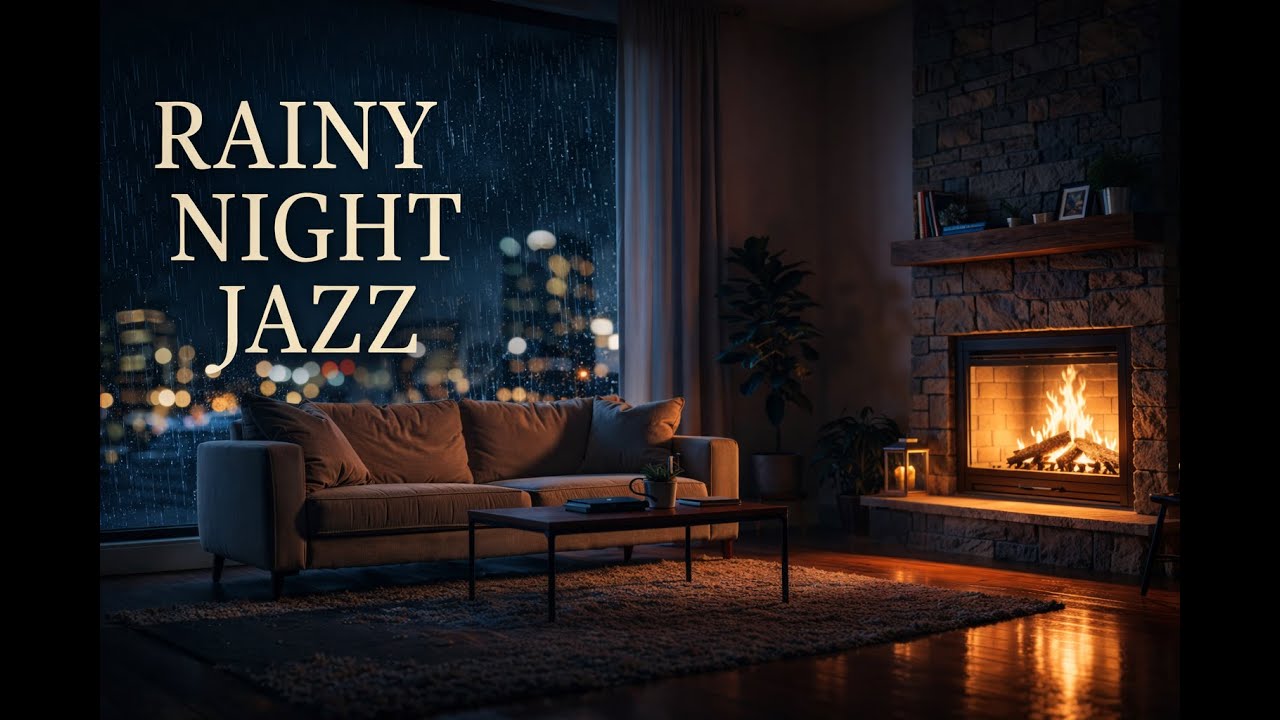 Rainy Night Lofi Jazz ☔ Cozy Fireplace Jazz for Relax, Study & Sleep (Live)
