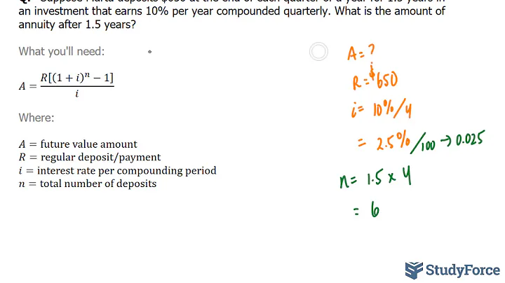 Ordinary Simple Annuity: Finding Accumulated Sum | Interest Compounded Quarterly (Question 1)