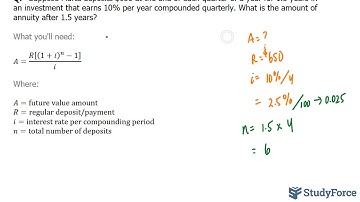 Ordinary Simple Annuity: Finding Accumulated Sum | Interest Compounded Quarterly (Question 1)