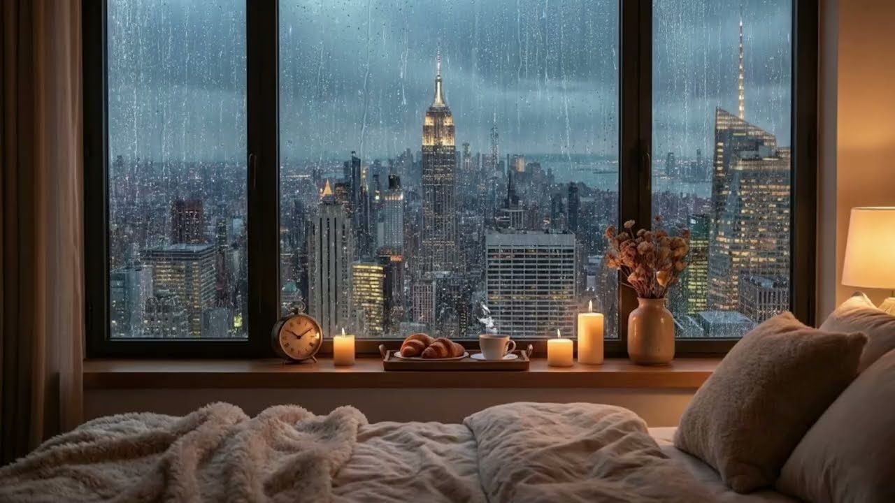 Cozy Rainy Evening in a High-Rise Apartment 🌧️ City View for Relaxation & Peaceful Sleep