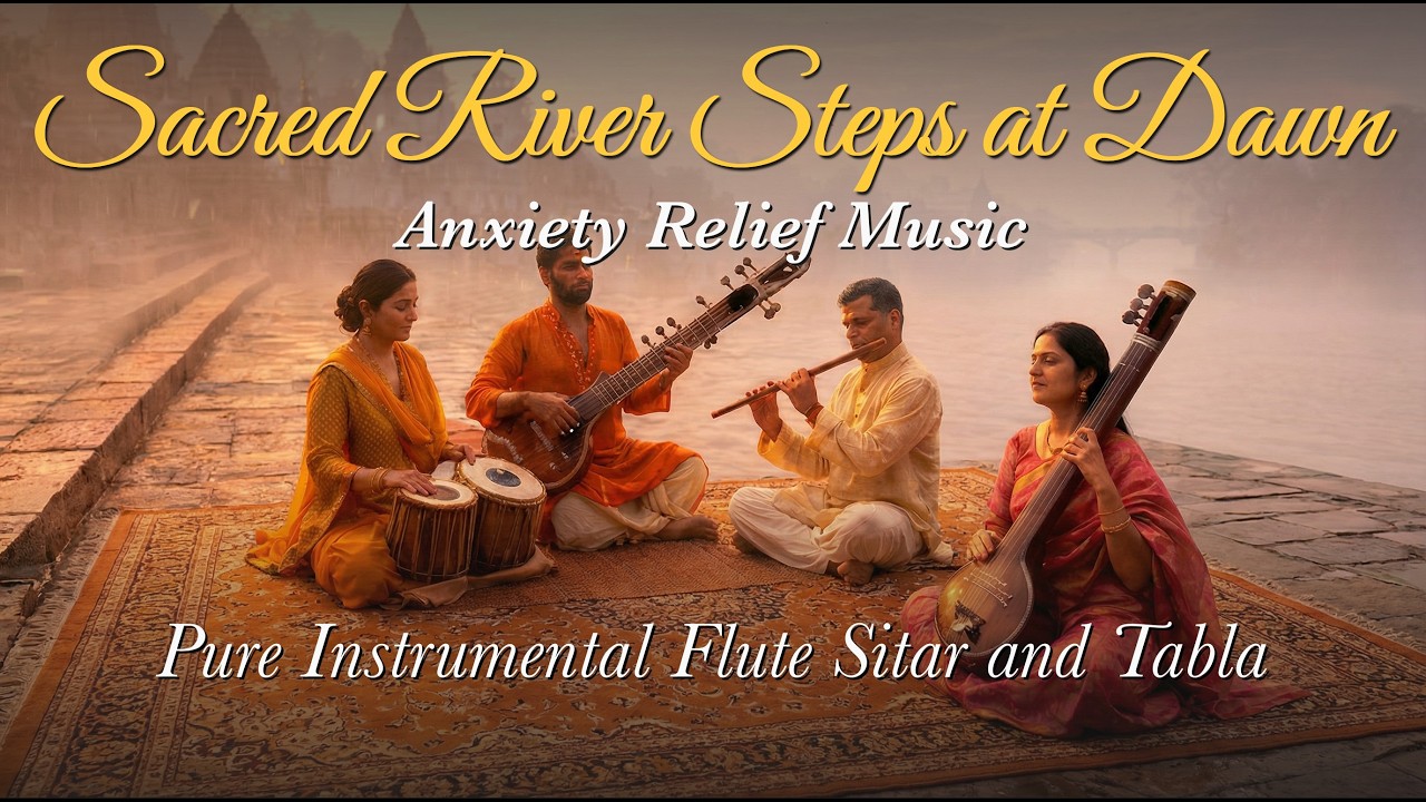 Anxiety Relief Music | Sacred River Steps at Dawn (Pure Instrumental Sitar & Bansuri Flute)