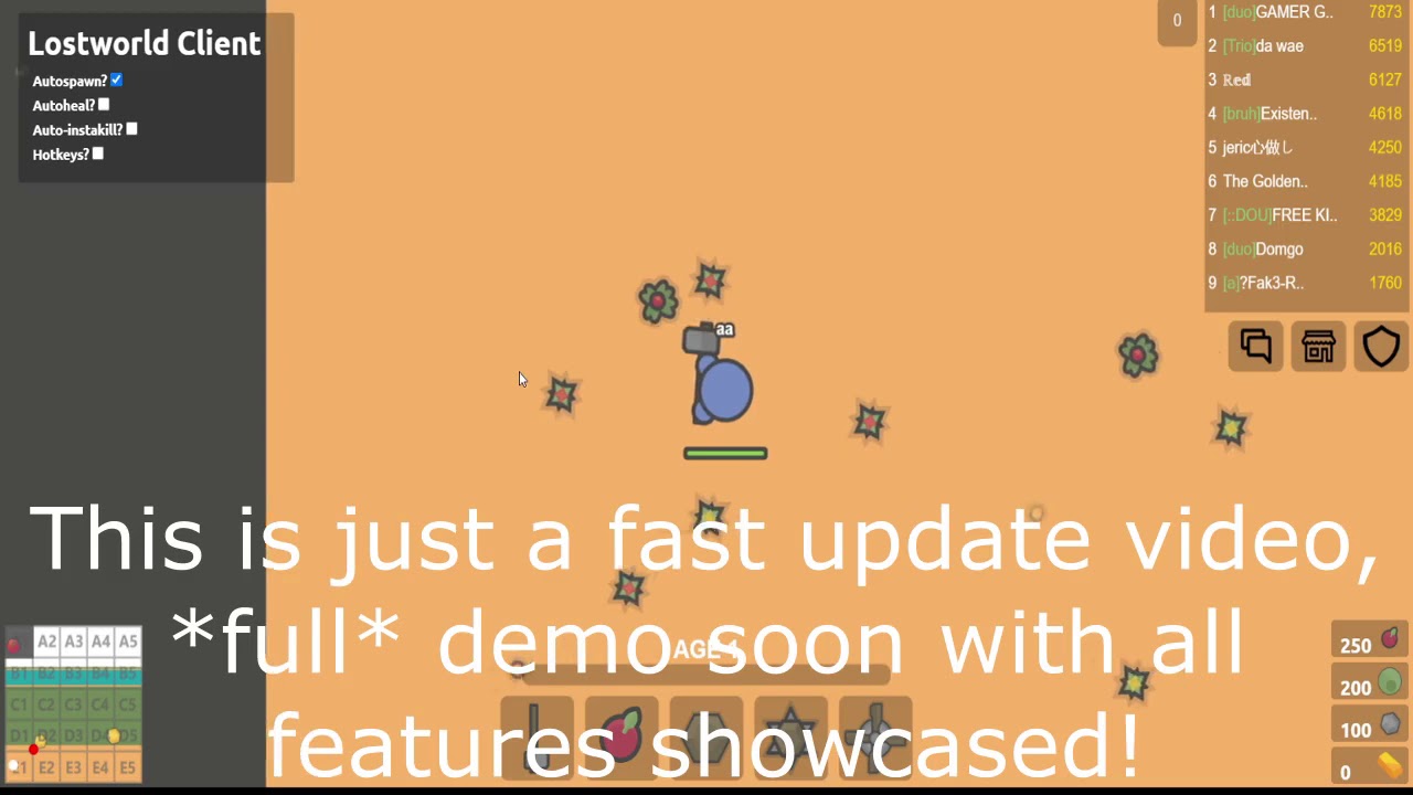 Lostworld.io: Hack Update Video (Autoheal, Instakill, Hotkeys, Coming Soon!) + New Hack Menu!