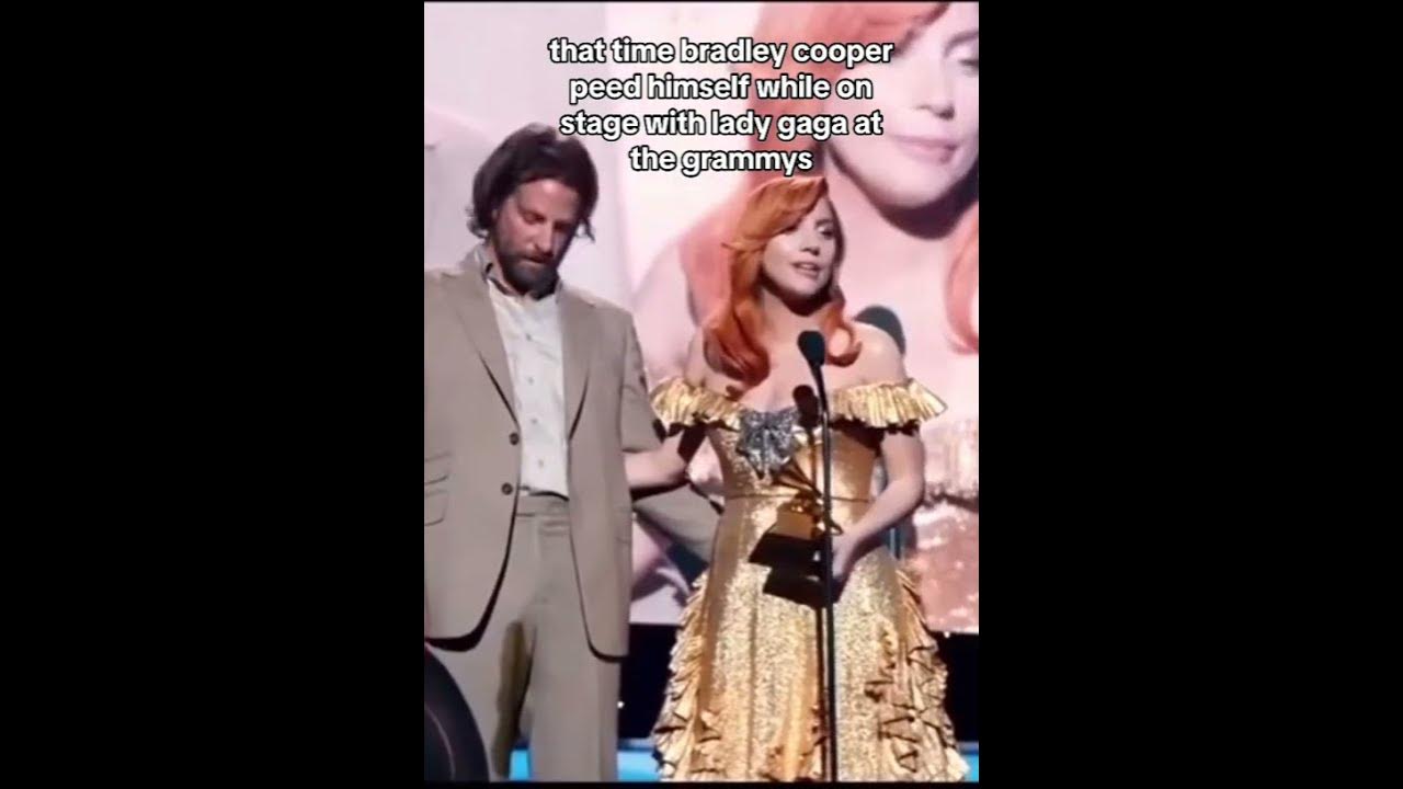 That time Bradley Cooper peed himself while on satge with Lady Gaga at the Grammys #shorts #ladygaga