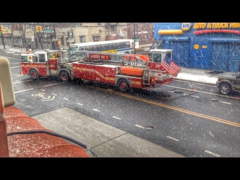 FDNY - Engine 238 and Tiller Ladder 106 Responding to Gas Odor - YouTube