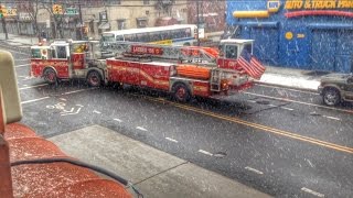 FDNY - Engine 238 and Tiller Ladder 106 Responding to Gas Odor
