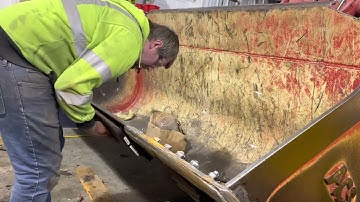 New cutting edges installed on front end loader