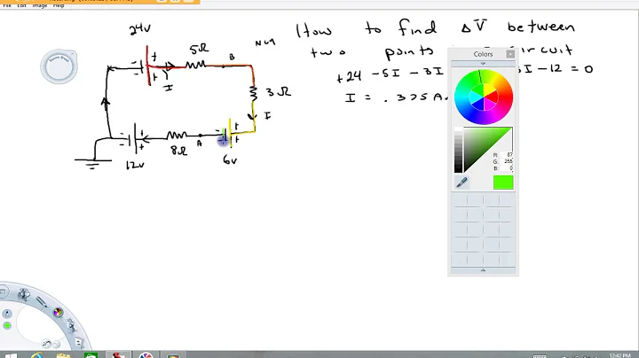 How to find the potential difference between two points in a simple dc circuit