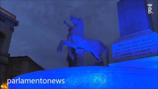 La Fontana Dei Dioscuri Illuminata Di Blu Per La Giornata Della Consapevolezza Dellautismo
