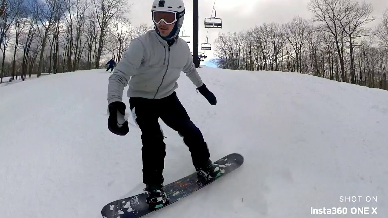 Learning to snowboard through the trees 1 epic fail! YouTube