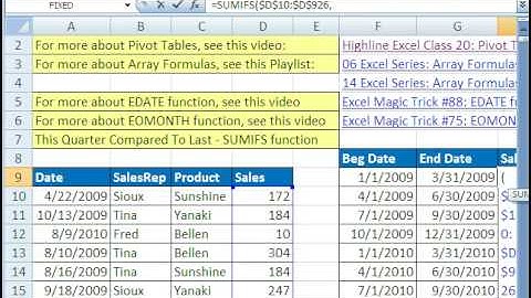 Excel Magic Trick 404: Quarterly Comparative Report  SUMIFS function