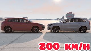 Porsche Cayenne III vs Volvo XC90 II 💥 200 km/h (each one) 💥 BeamNG.drive CRASH test screenshot 5