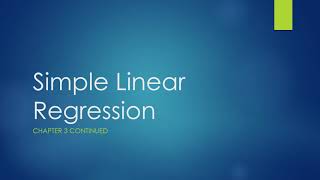 Ch  3B Simple Linear Regression