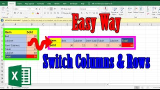 How to Switch Rows and Columns in MS Excel 2016