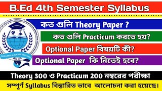 B.ed 4Th Semester Syllabus Optional Paper Theory Paper Practi Bsaeu