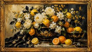 Luxury Floral Wall Art | Elegant Lemon & Orange Arrangement for Home Décor