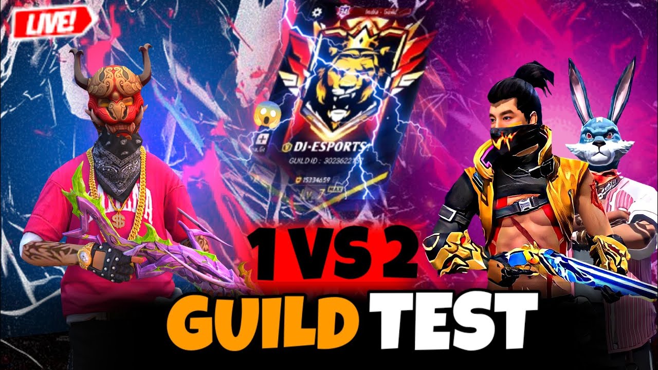 FF live guild test | Free fire live hardest guild test | 1vs2 guild ...