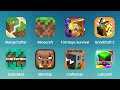 MergeCrafter, Minecraft, 100 Days Survival, GrindCraft 2, CubicMan, MineTap, CCraftsman, Lokicraft