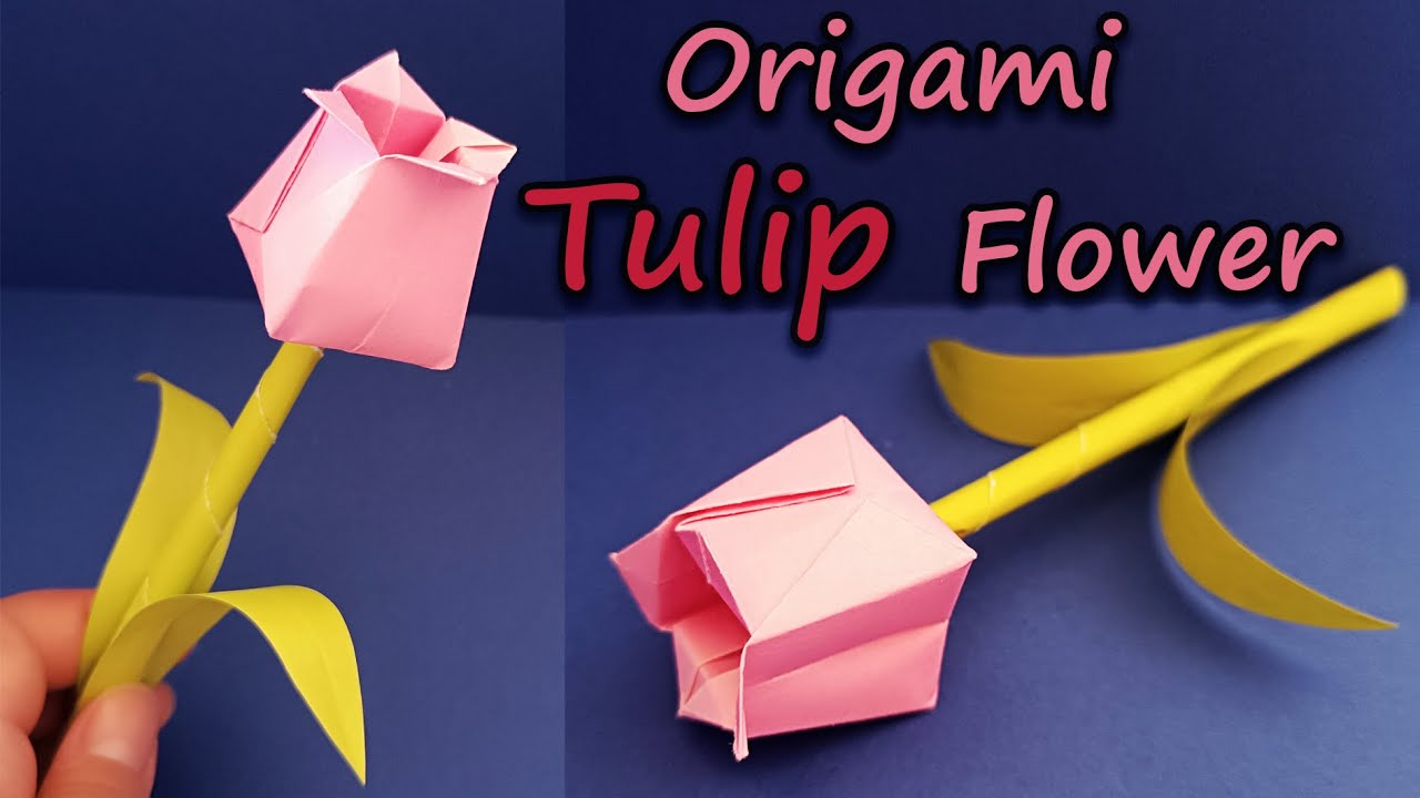 How To Make A Paper Tulip Flower Easy / Flower Origami - YouTube